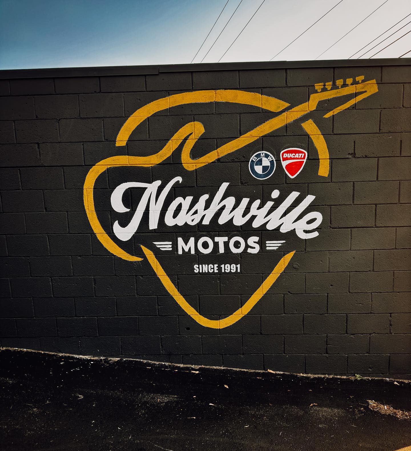 Nashville Motos, Nashville Tennessee. Nashville Motos Wall Mural. Nashville's premier Ducati & BMW motorcycle dealership in Tennessee.