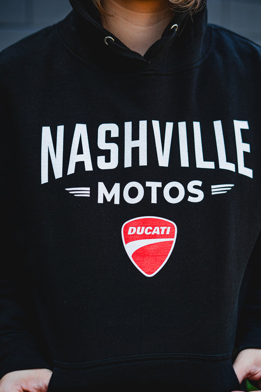 Nashville Motos Ducati Pullover Hoodie (Black) Nashville, Tennessee.